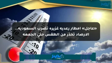 «عاجل» أمطار رعدية غزيرة تضرب السعودية.. الأرصاد تحذر من الطقس حتى الجمعة