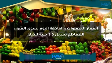 أسعار الخضروات والفاكهة اليوم بسوق العبور: الطماطم تسجل 3.5 جنيه للكيلو
